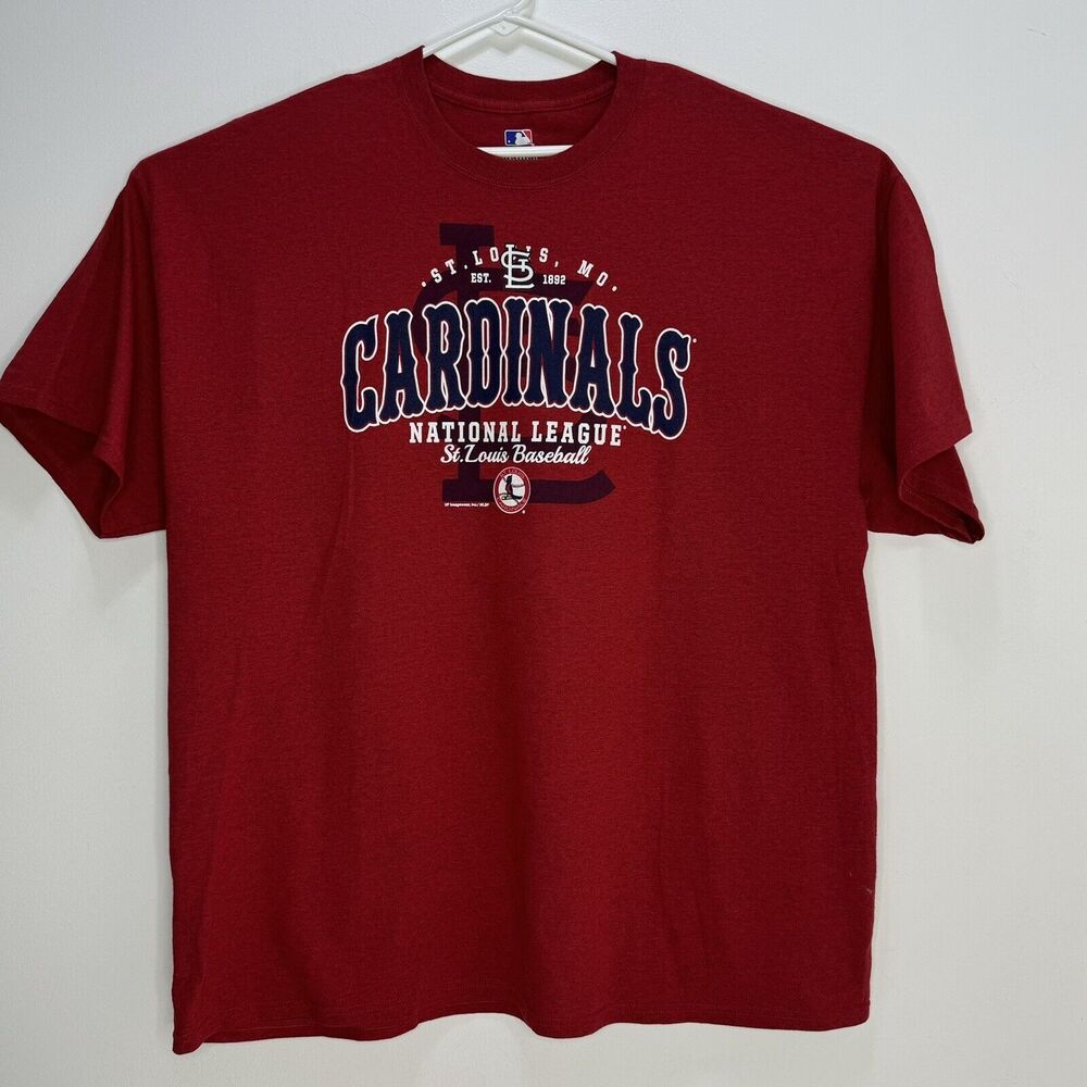 MLB St Louis Baseball Cardinals Graphic T-shirt Red Mens Vtg Look Redbirds XXL